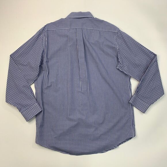 Brooks Brothers Shirt Mens 16 Blue Check The Original Polo Cotton Button Down - Picture 6 of 9